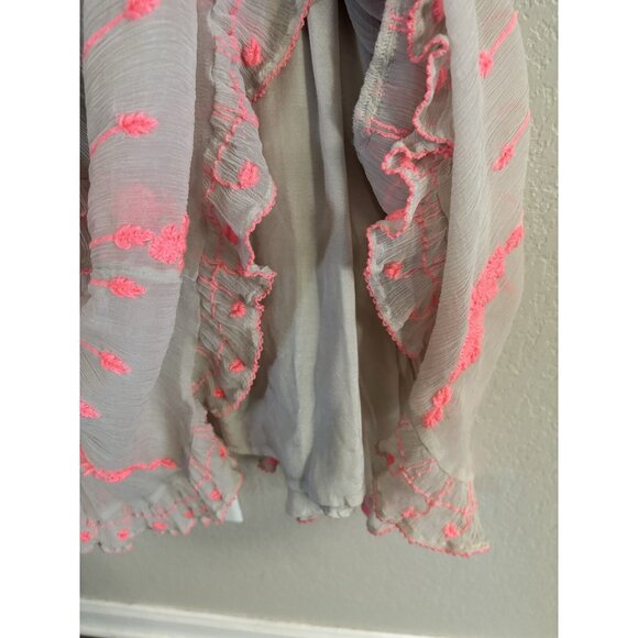 Free People Maxi Dress Hot Pink Beige Embroidered Sz Small - Picture 5 of 8